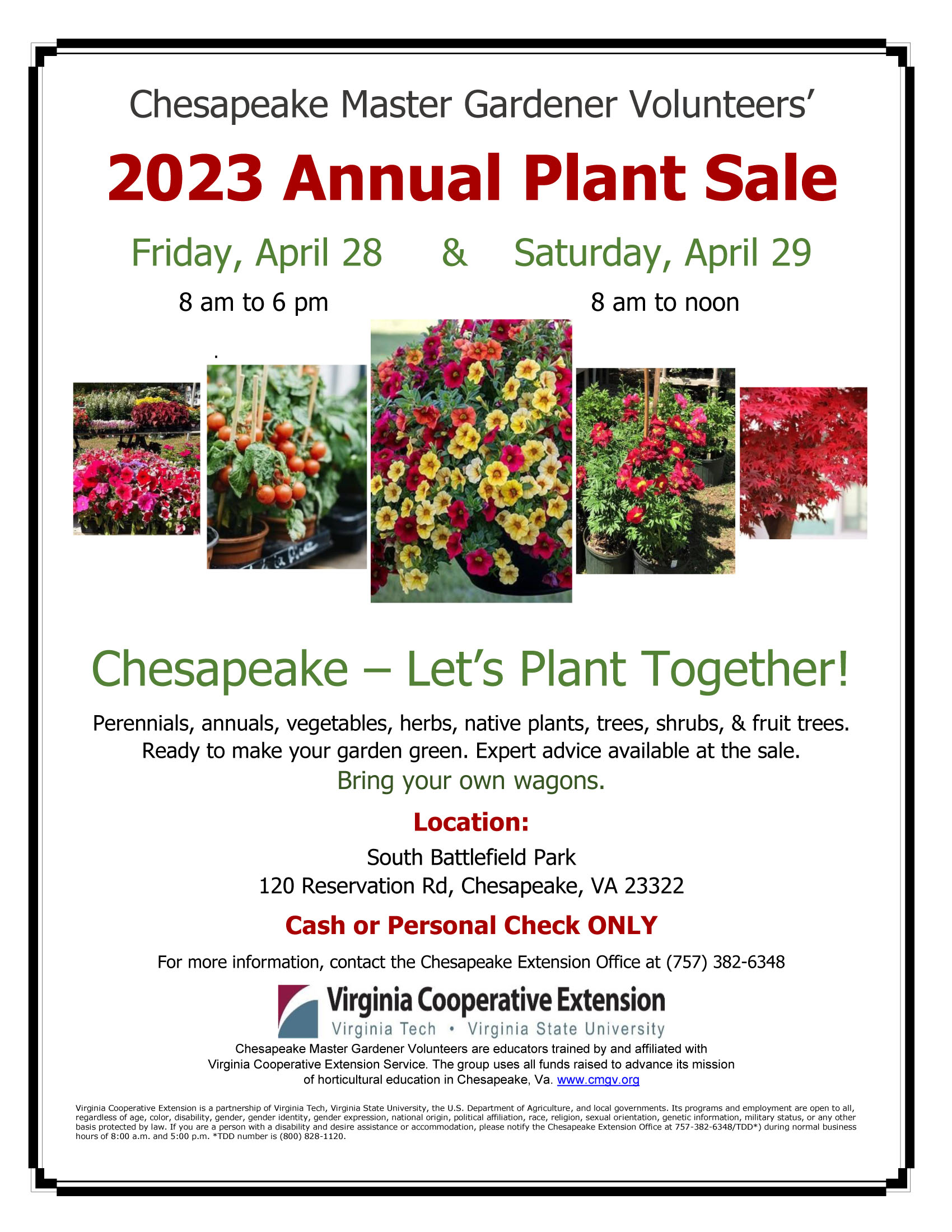 2023 Approved Chesapeake Master Gardener Plant Sale Flyer