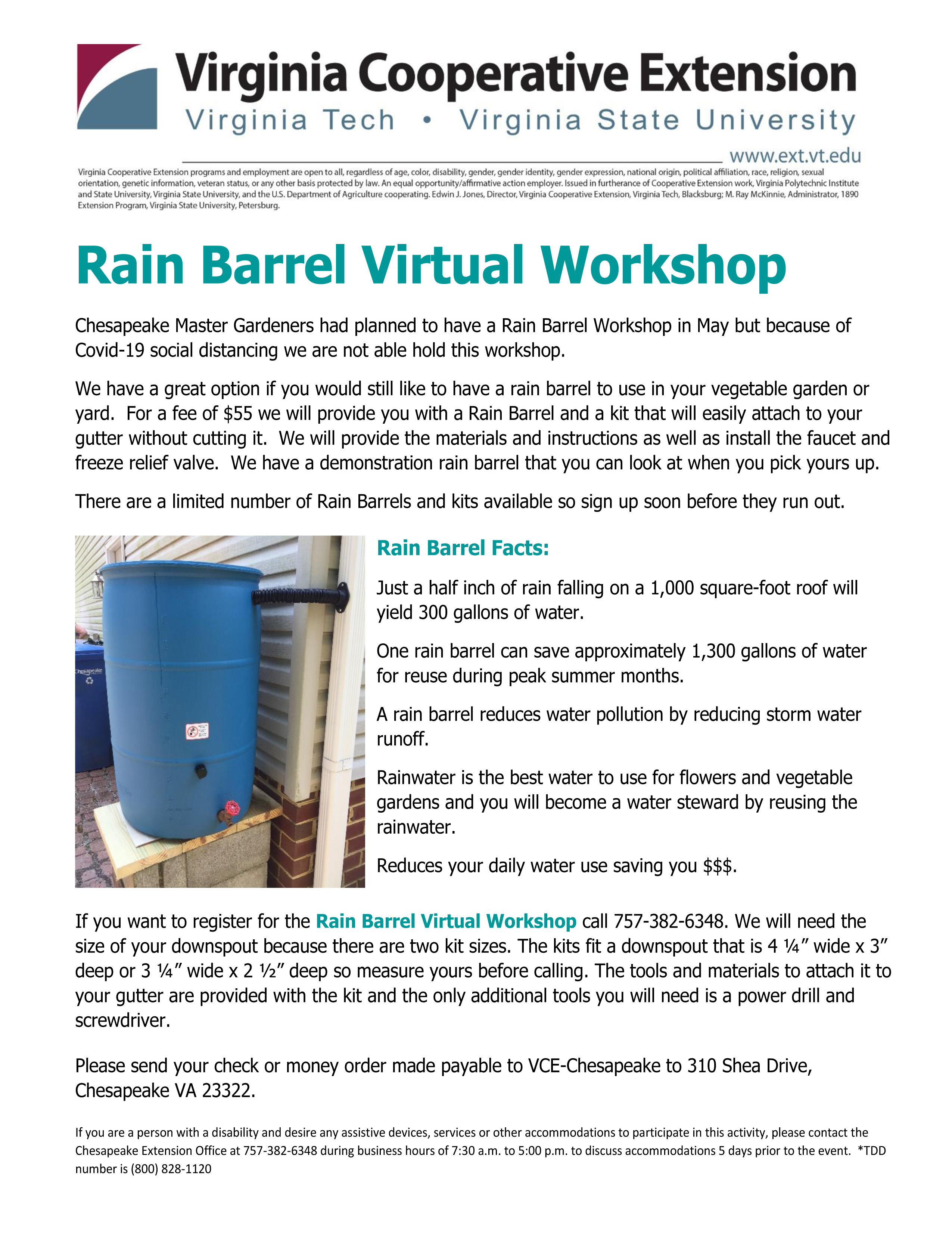 Blue Rain Barrel Workshop Flyer